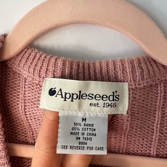 Women’s Vintage APPLESEEDS Cable Knit Pink* Vest - Picture 3 of 5